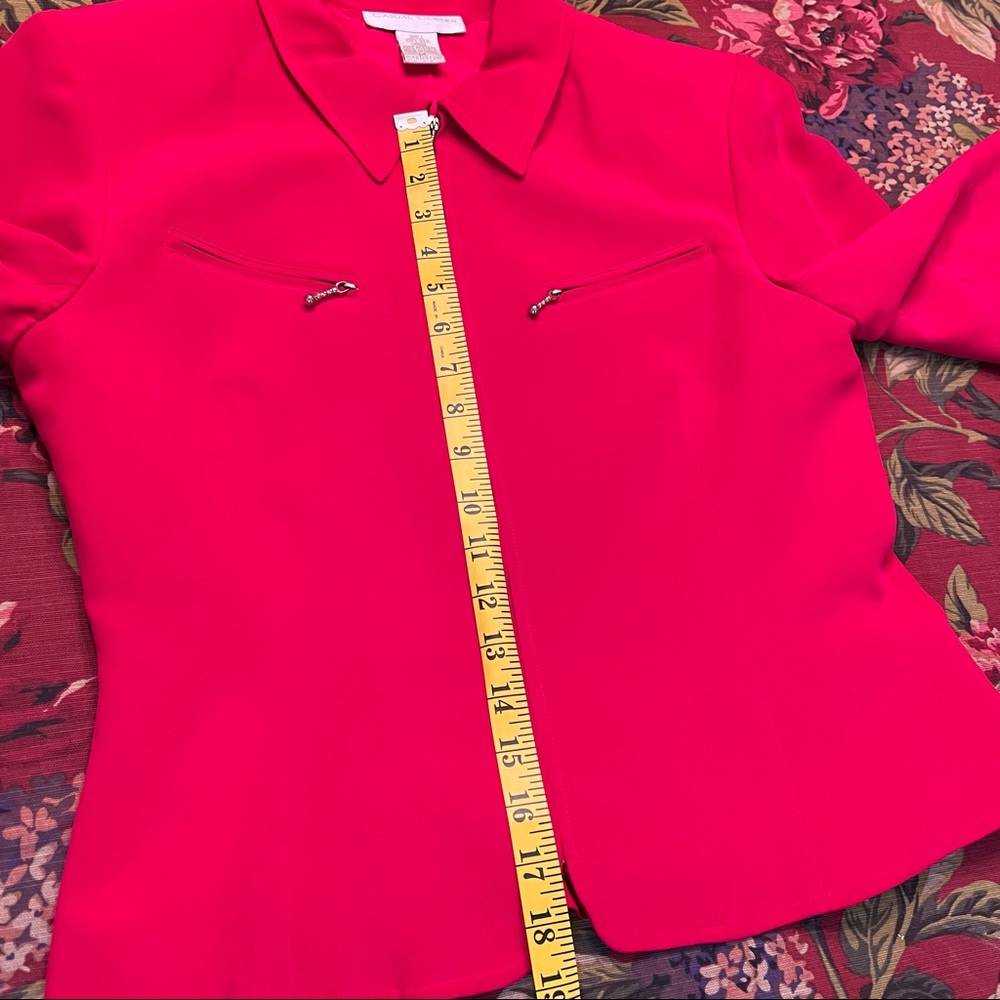 Casual Corners – 2 pc  Day to Evening - Red “Hot” 100% Silk Suit- Skirt/Jacket - Picture 10 of 15